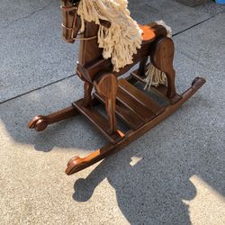 Vintage Amish Built Wooden Rocking Horse