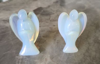 Opalite Angel 2" Statue Crystal Fairy Energy Stone Guardian Lee Sands China