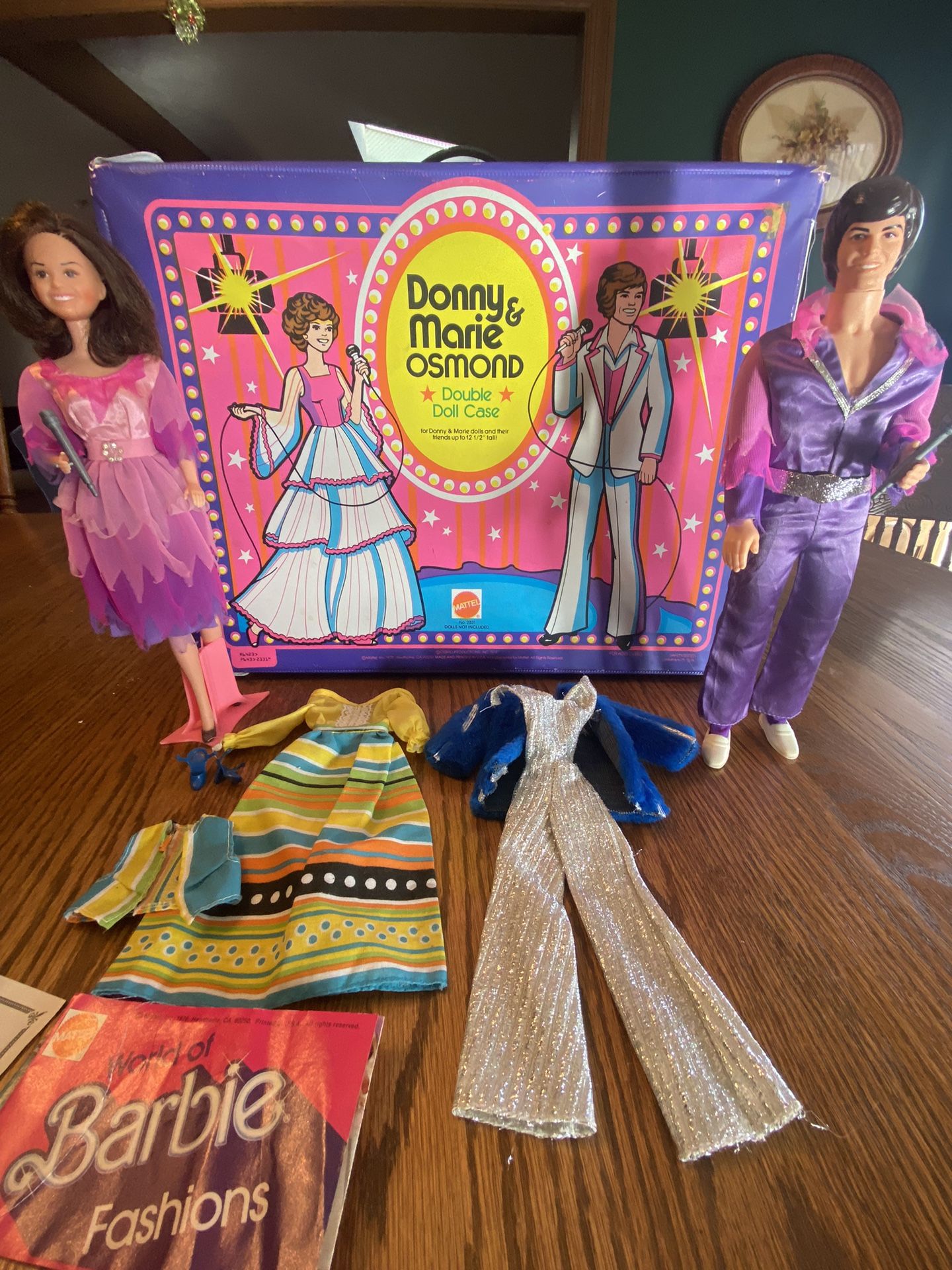 Collectable Barbie Donny And Marie Osmond Dolls And Case With Extra Outfits