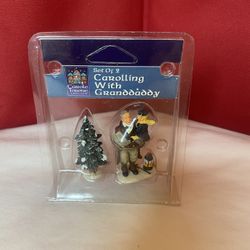 New Vintage Lemax Christmas Village Figures Carolling With Granddaddy