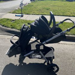 Single To Double Stroller With Car seat And Base 