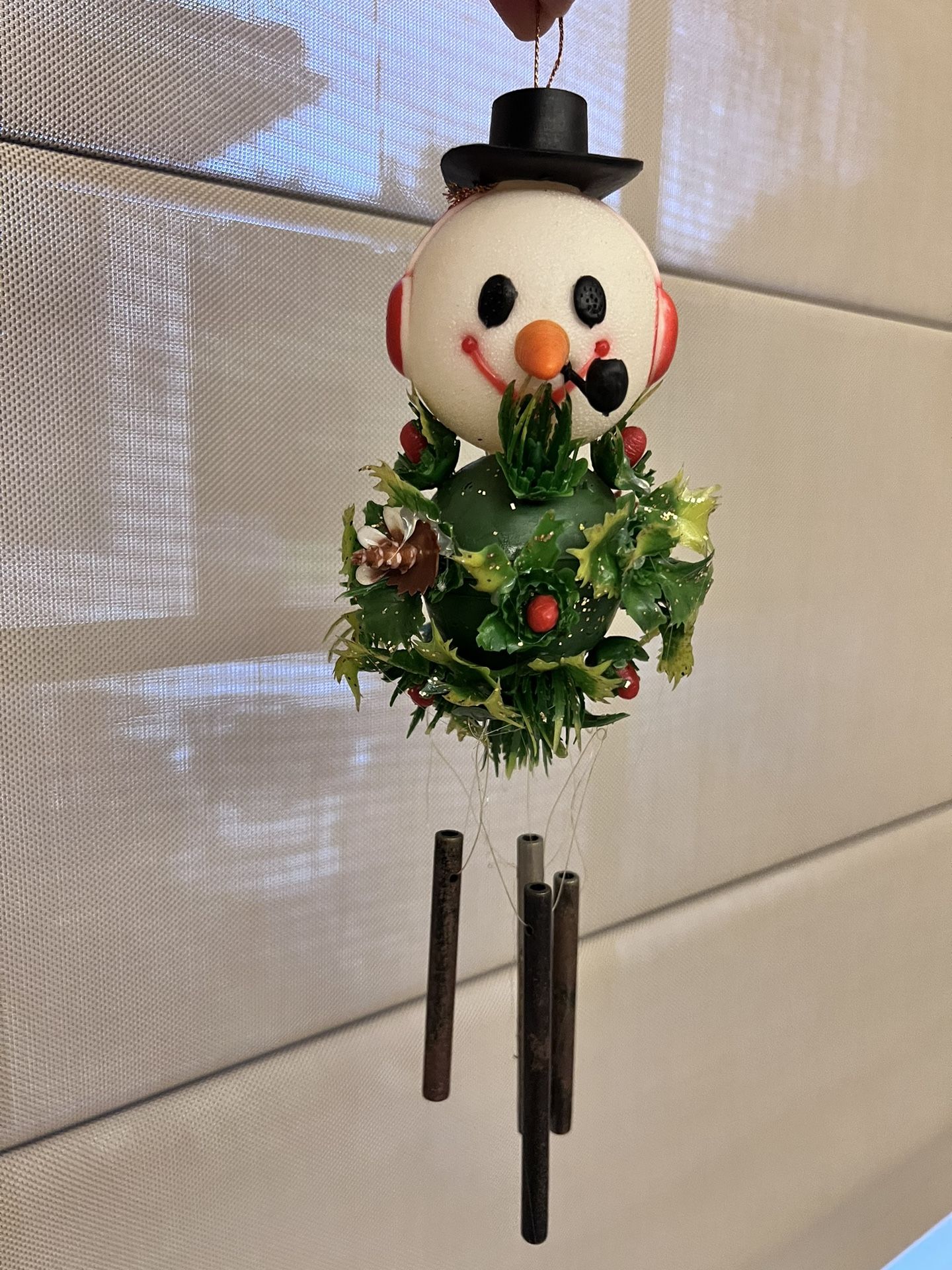 Vintage Christmas Mistletoe Wind Metal Chime Plastic Snowman/Christmas Ornament/Decoration
