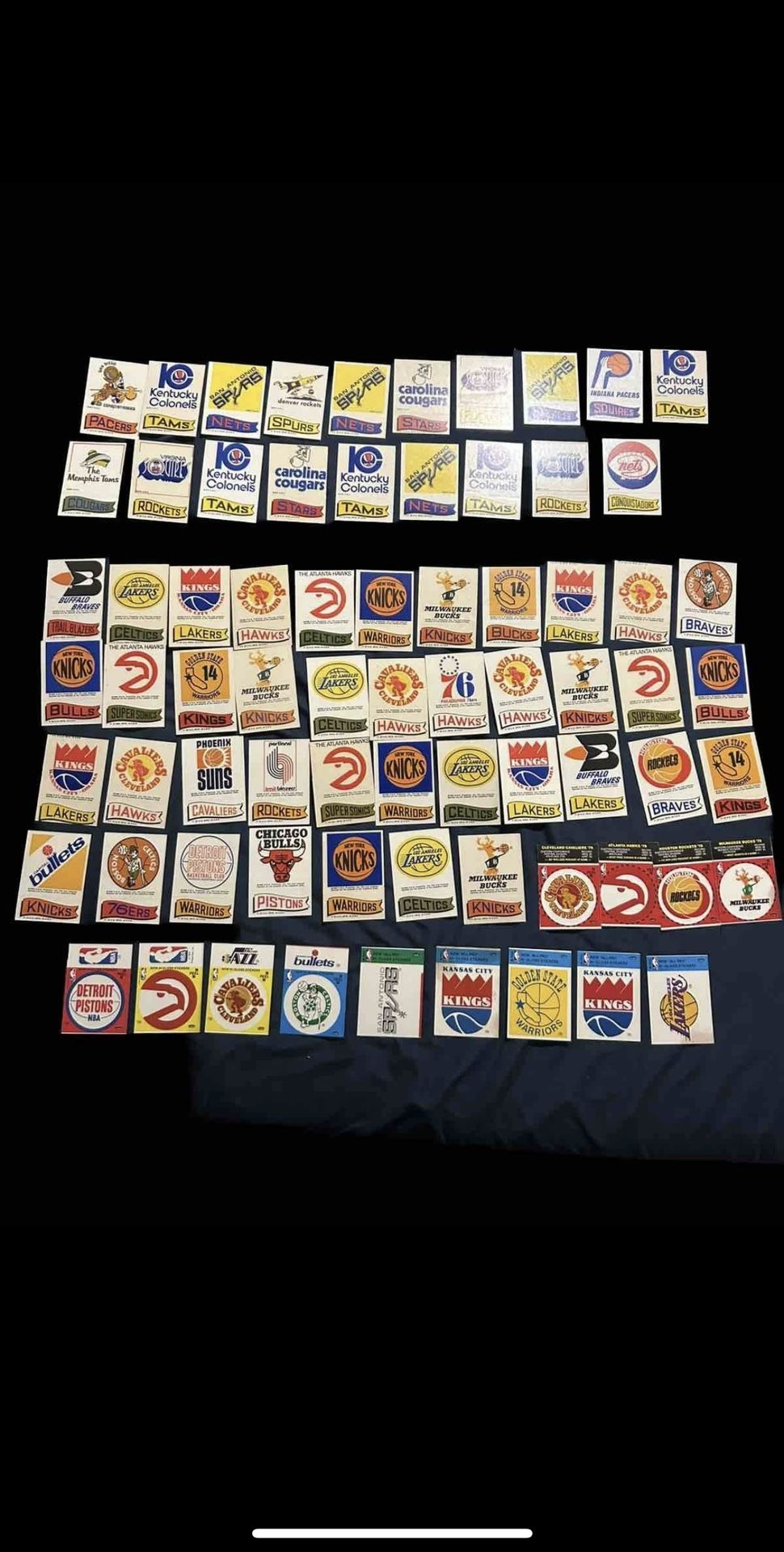 Vintage NBA/ABA Team Sticker Lot 1969 (70) Topps 1970s Fleer