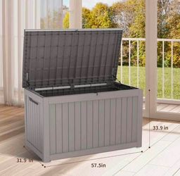 (Small Crack) 230 Gallon Outdoor Storage Deck Box Container