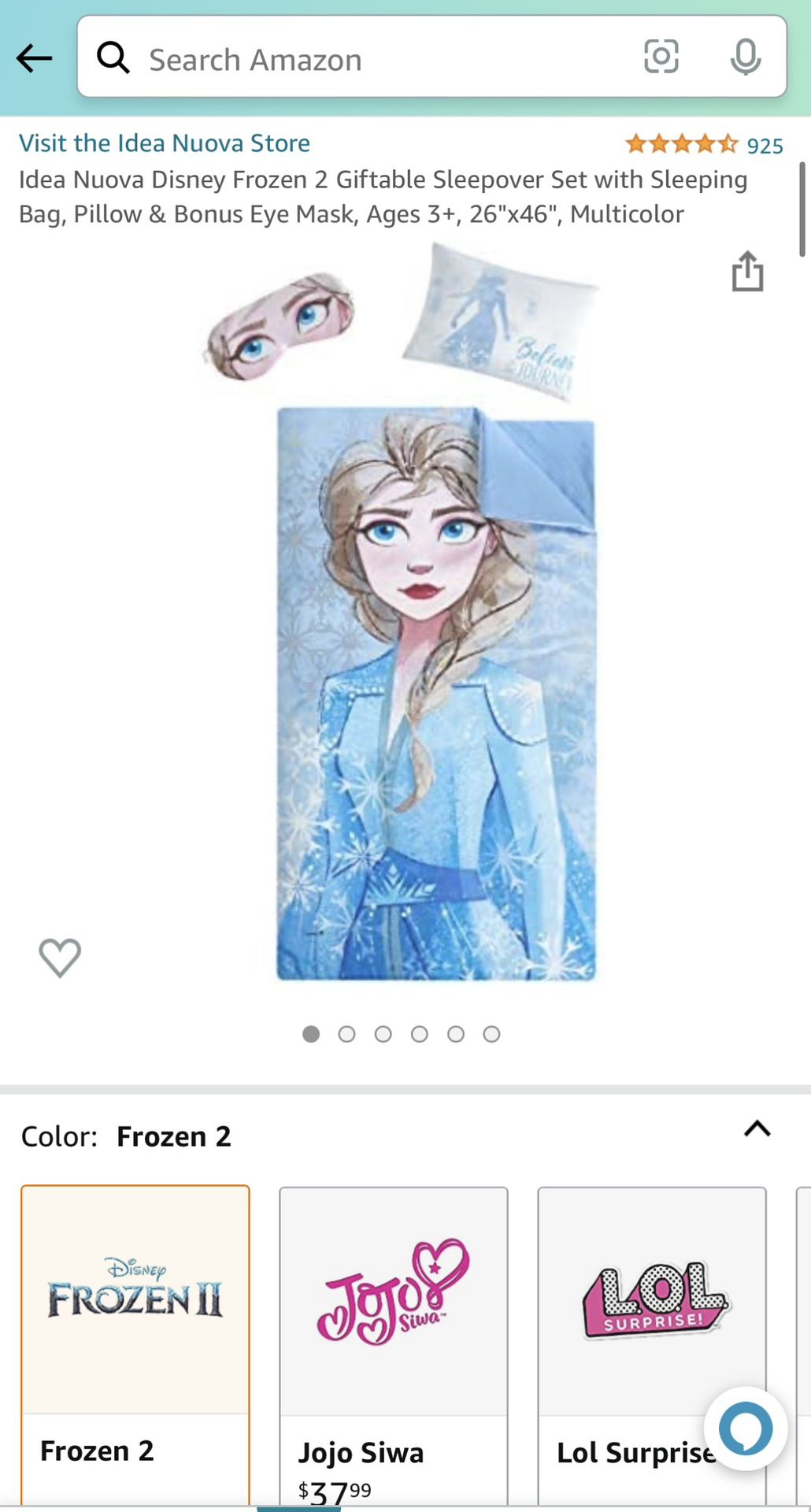 Frozen Elsa Sleeping Bag With Pillow