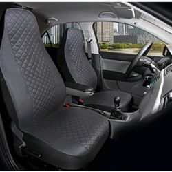 ☀️#9055 High Back Car Seat Covers 2PC PU Leather Quilted Airbag Compatible Universal Fit