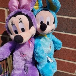 Disney Store Original Mickey An Minnie Mouse Easter Bunny