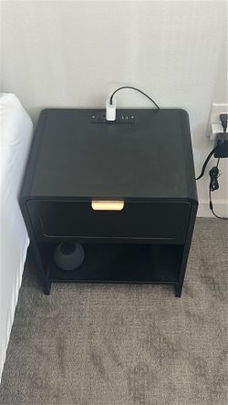 Bedside Table with Drawer & Charging Outlet