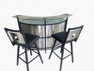Modern contemporary drink cocktail bar & stools metal and glass