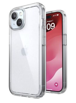 Speck Clear iPhone 16 Case - Slim GemShell Phone Case - Clear/Platinum Glitter