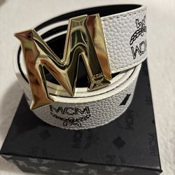 White mens belt