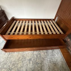 Trundle Twin Bed Solid Wood Frame From Pottery Barn 