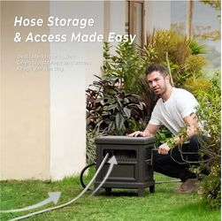 Heavy Duty Steel Garden Hose Reel Deck Box
