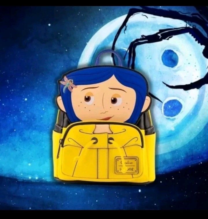 Coraline Raincoat Cosplay Mini Backpack Loungefly NEW With Tags Unwrapped