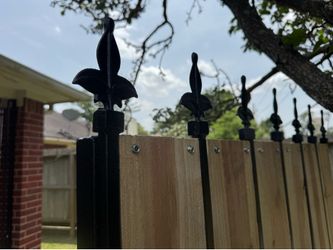 Steel gate door with cedar pickets