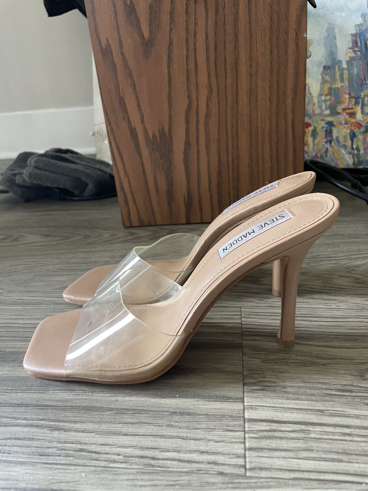 Steve Madden Tan And Clear Heels