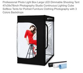 Professional Photo Light Box Large LED Dimmable Shooting Tent 47x39x78inch Photography Studio Continuous Lighting Cube Softbox Tents for Portrait Furn