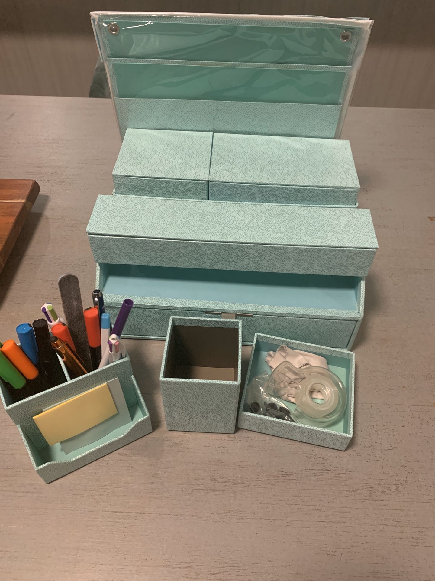 Martha Stewart Avery turquoise desk organizer set