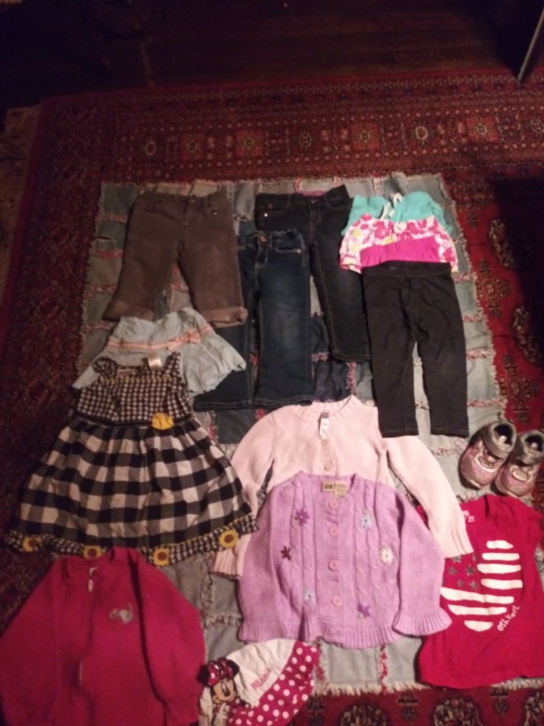 24month to 3T girl clothes, and a pair of light up shoes