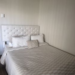 Modern Tufted Beige Bed Frame + Mattress