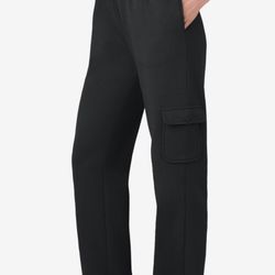 Plus Size Black Fleece Cargo Pant