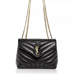 YSL Loulou Small Black/Gold Quilted Leather Bag