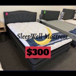 Queen Size Bed Frame With Pillow Top Mattress Included