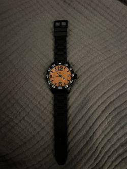 Oceanaut Men's Watch OC2712 Quartz Aqua One Orange Dial Black Rubber Band 48mm