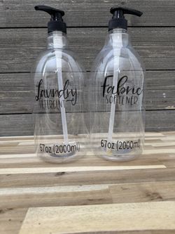 Laundry Detergent Dispenser Bottles - for Liquid Laundry Soap and Fabric Softener - Set of 2 Half Gallon (67 Ounce) Bottles with Funnel - Laundry Room