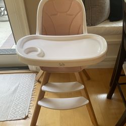 Soft Pink White High Chair Great Condition