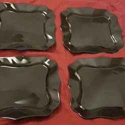 Set of 4 Luminarc AUTHENTIC BLACK Dinner Plates
