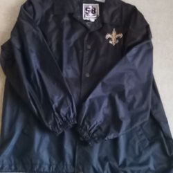Sports 58 All Black New Orleans Saints Windbreaker/ Rain Jacket 
