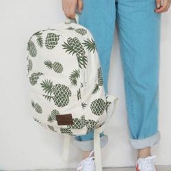 Green Pineapple Print Backpack 