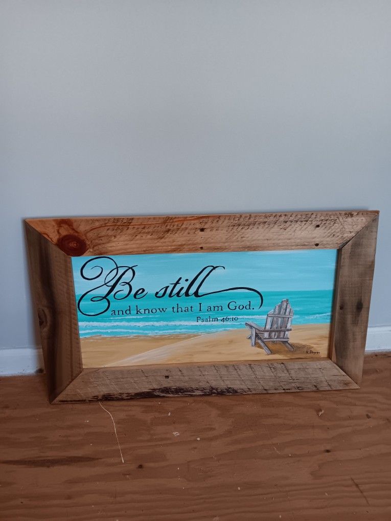 Christian Painting With Real Driftwood Frame