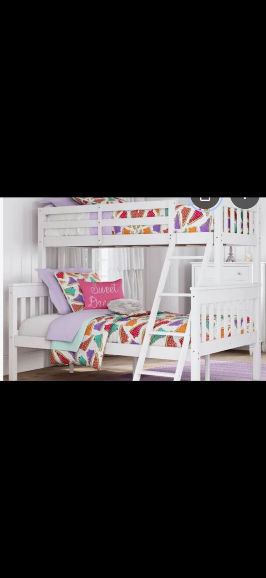 Pottery Barn Kds  Used Twin Over Full White Bunk Bed