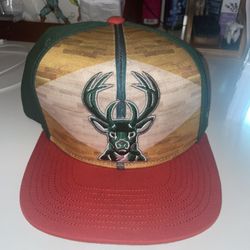 Milwaukee Bucks Adidas SnapBack Hat Buck Logo Embroidered Flat Bill High Crown 