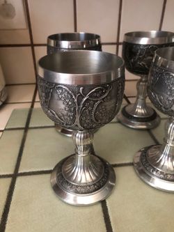 Vintage Pewter Goblets set of 6