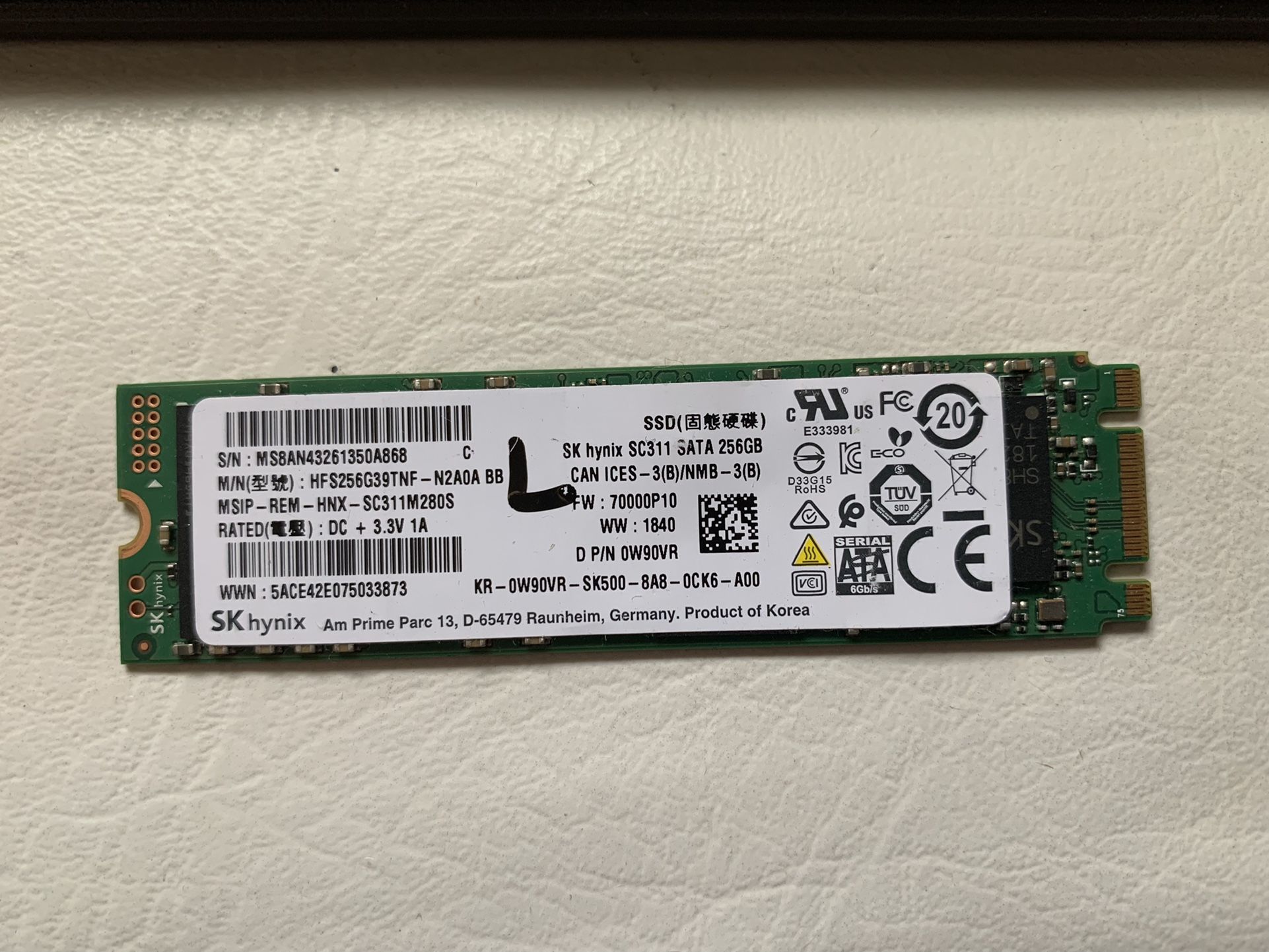 SK Hynix SC311 M.2 SATA 256GB SSD Solid State Drive - $40