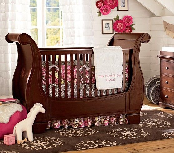 🌟 PENDING PICKUP 🌟 Pottery Barn Kids Larkin Fixed Gate Sleigh Crib (Espresso)
