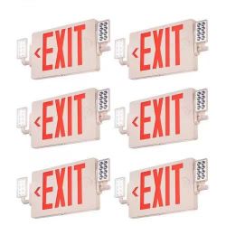 LED Exit Sign with Emergency Lights, Two Heads Emergency Exit Light with Battery Backup, Combo Red Letter Fire Exit Lighting, Commercial Exit Signs fo