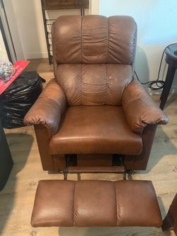 Brown leather recliner