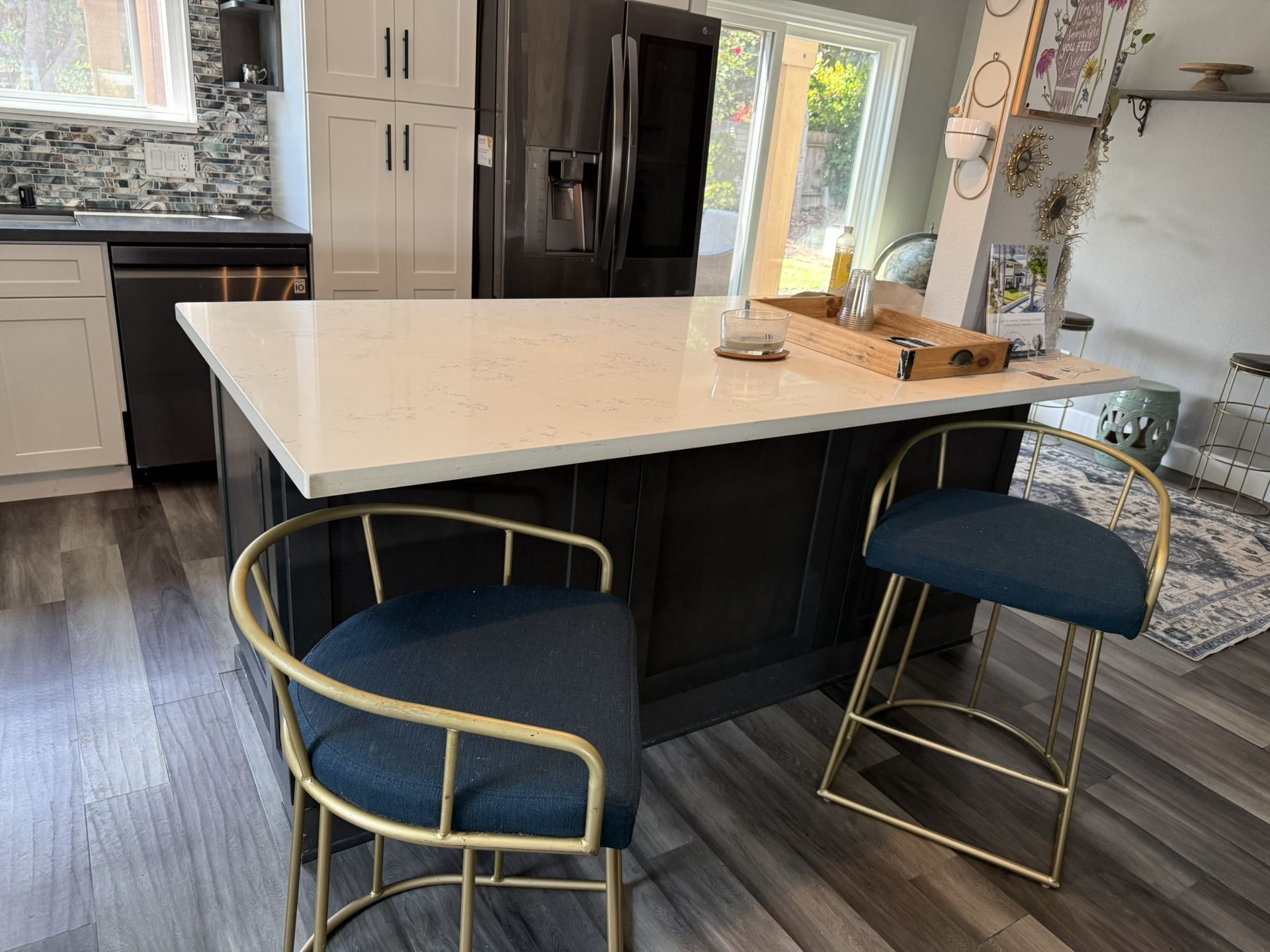 Teal And Gold Bar Stools