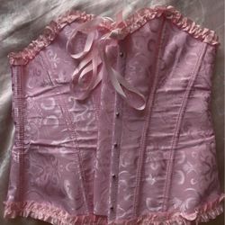 Pink corset top with ribbon details 