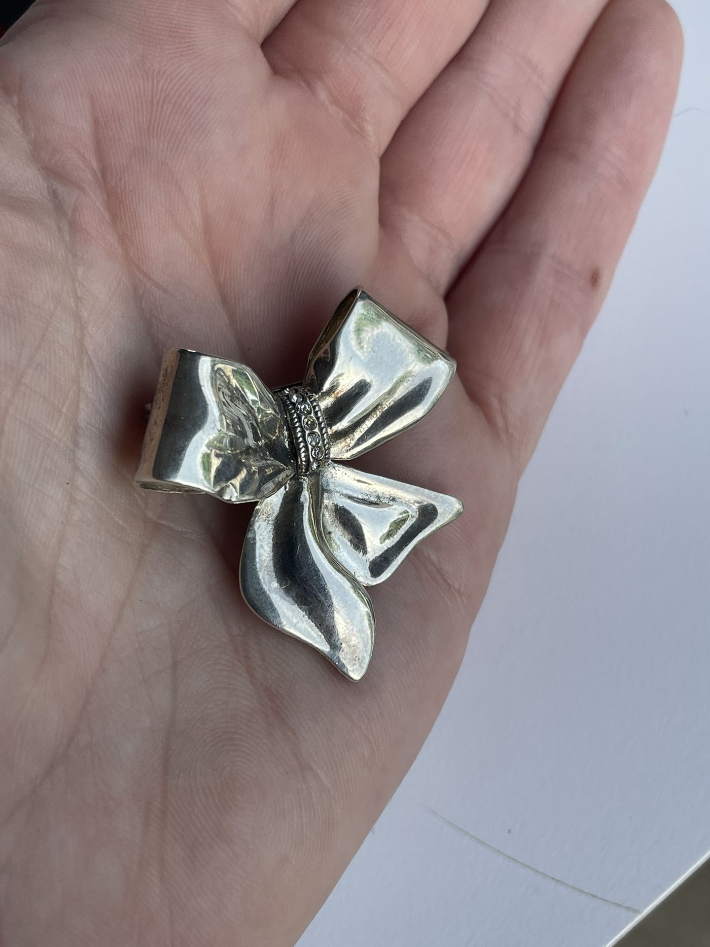 Sterling Silver Bow tie Brooch Pin