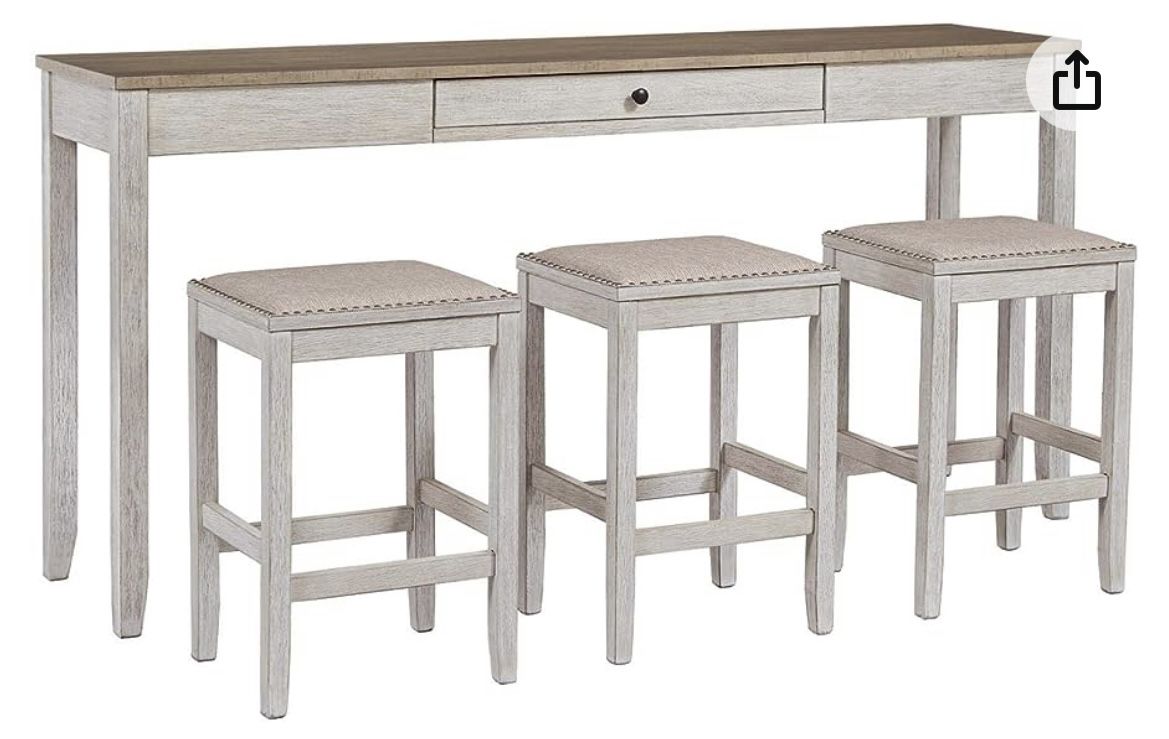 Beige Table And Matching Bar Stool