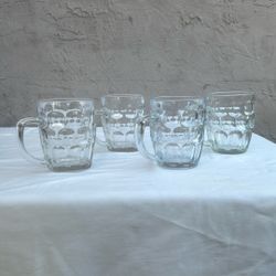 4 VTG Glass Beer Mugs 