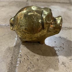 Brass Pig Figure Paperweight 3 1/2"Lx 2 1/2"H
