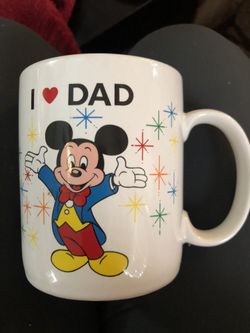 Mickey Mouse I Love Dad Disney Coffee Cup Mug WHITE Fireworks Steamboat Epcot