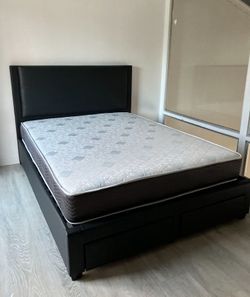 Queen size bed frame with mattress