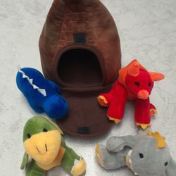 🦕  Plush Dinosaur Playset - 4 Mini Dinosaurs 🦖